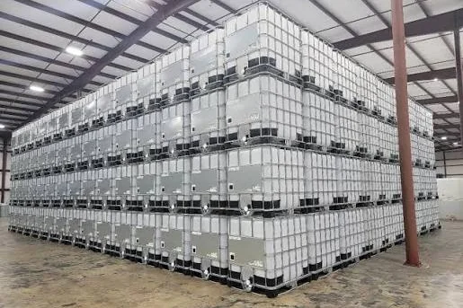Warehouse stacked with totes awaiting processing